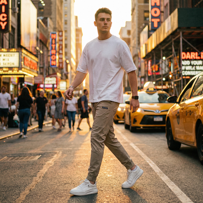 Pantalon cargo confortable et fonctionnel à rangements multiples